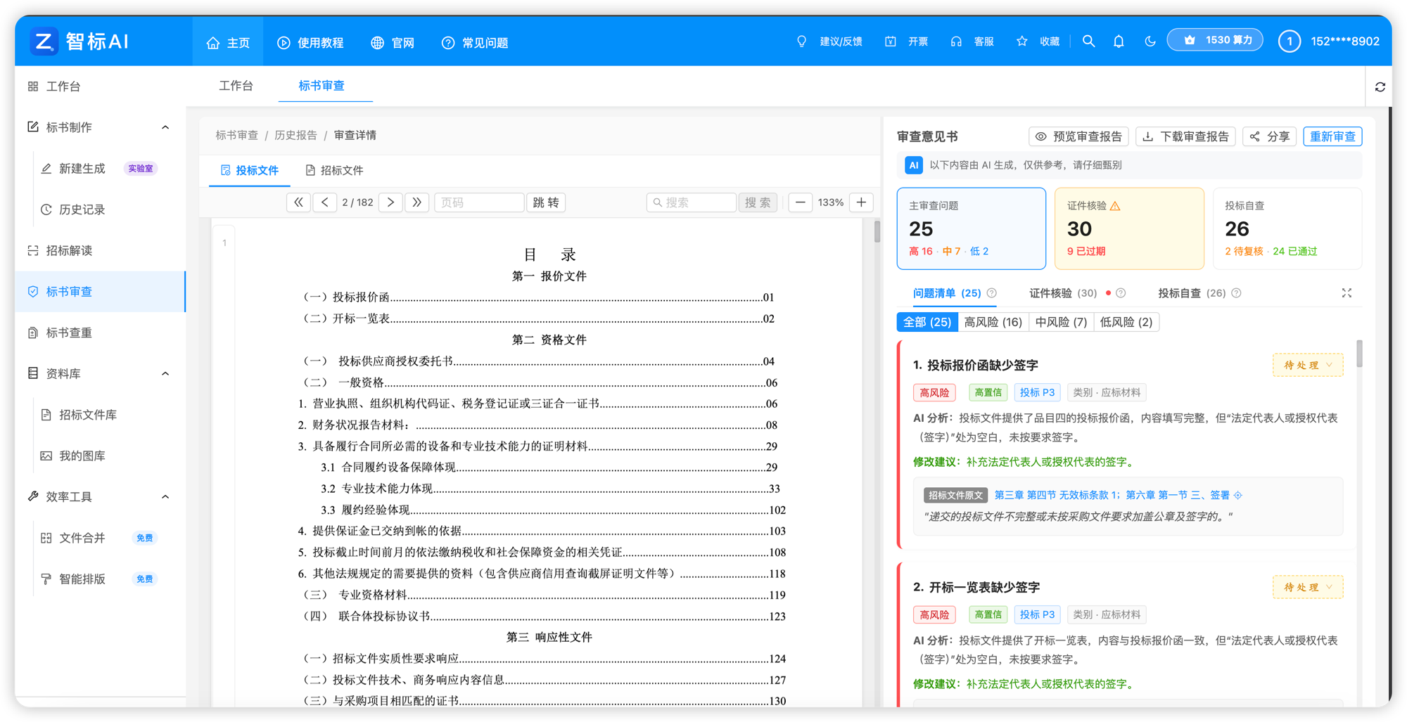 标书审查 · 审查意见书